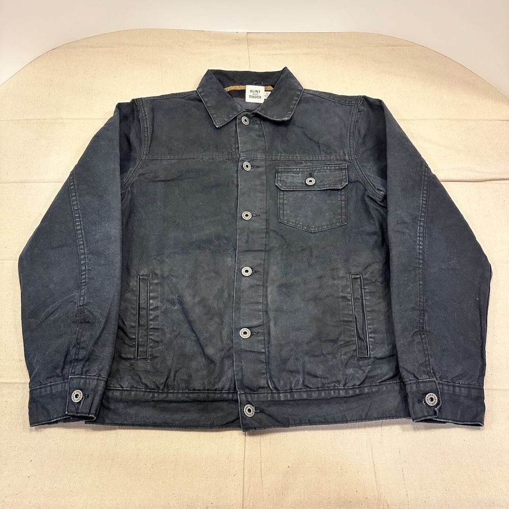 Flint and Tinder Waxed Trucker Jacket, Lined, Charcoal, Medium
